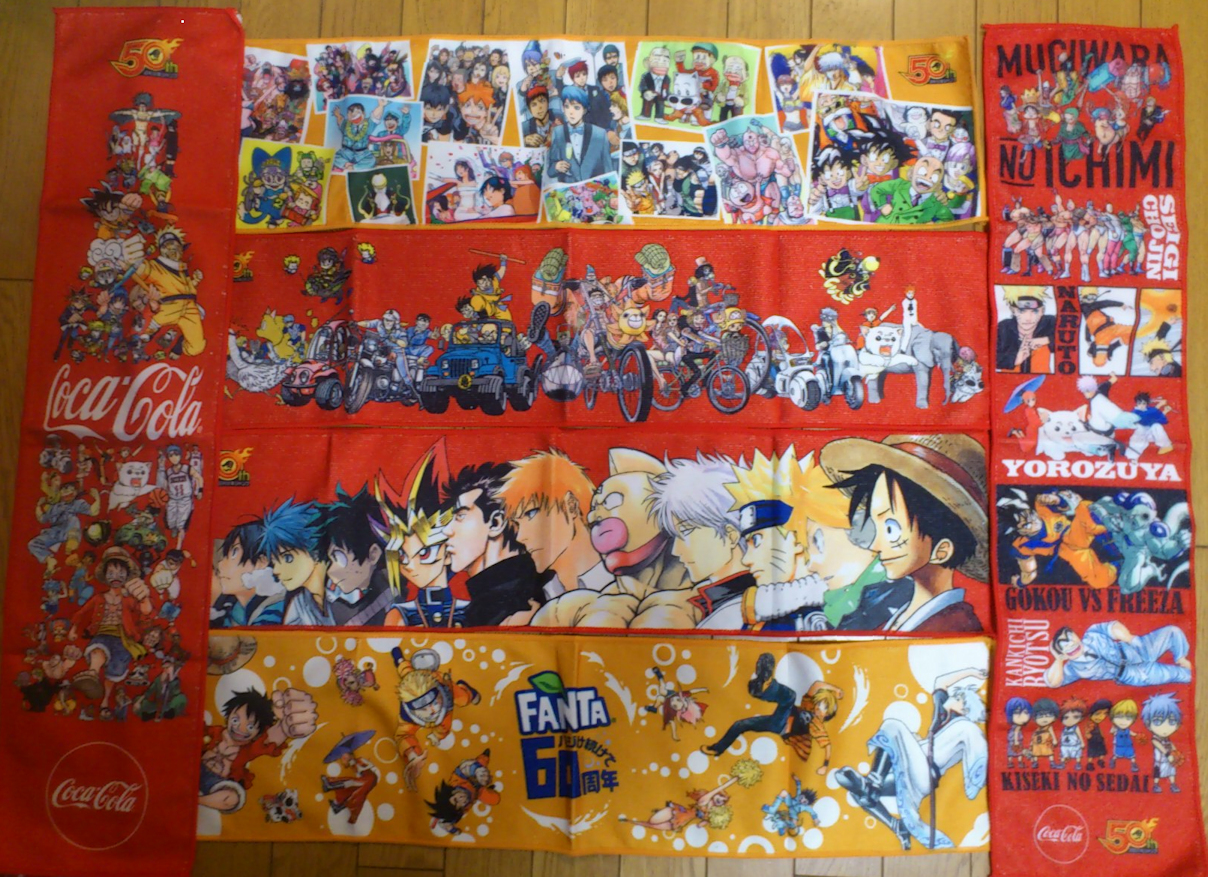 コカ・コーラ×ジャンプ50周年コラボ ふんわりマフラータオル6種類
