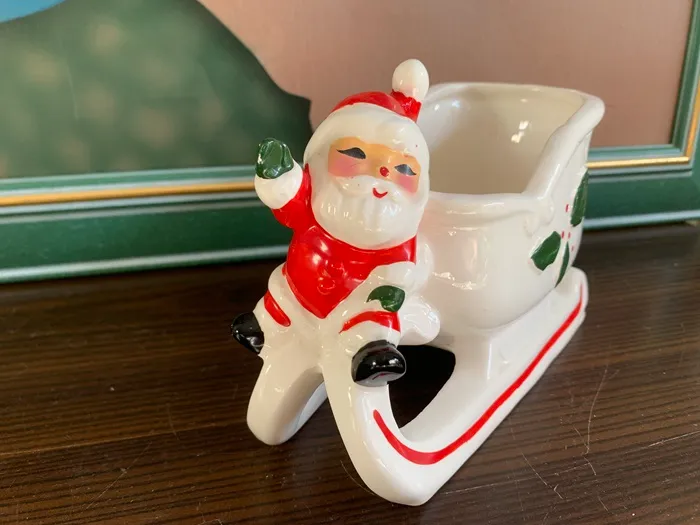 SOLDOUT-サンタクロース ソリー 陶器 小物入れ プランター クリスマス