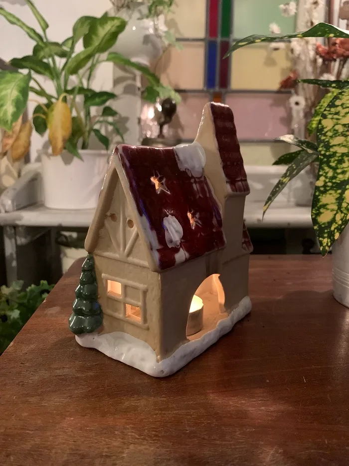 SOLDOUT-ドイツ 90s ハウス 家 陶器 クリスマスツリー 星 キャンドル