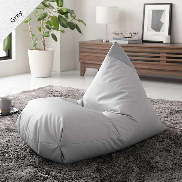 ビーズクッション ソファ アイボリー 三角 合皮 合成皮革 レザー