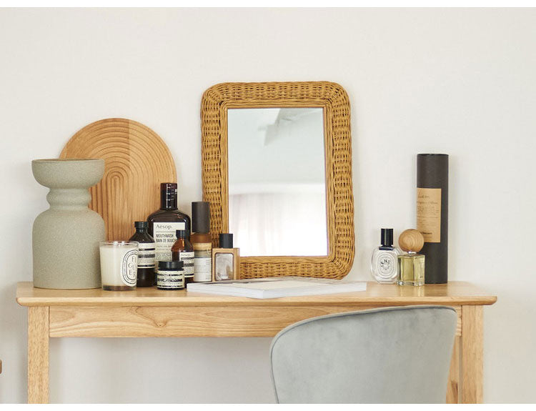 ラタンミラー ミラー 鏡 姿見 壁掛け ウォールミラー 丸型 円型 ラタン