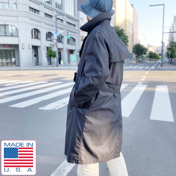 新品 実物 米軍 トレンチコート 黒 42XS ブラック USA製 オール