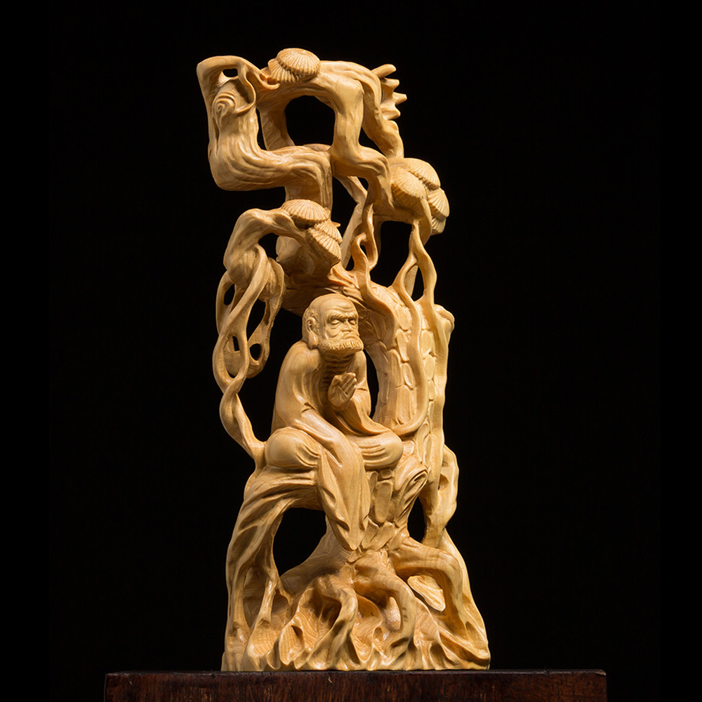 仏像専門店 仏像屋 / 天然ツゲ 黄楊 柘植 木彫り彫刻達磨像 達磨大師像