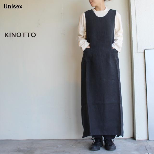 KINOTTO リネンOXエプロンワンピース 251O-01 （ブラック） - C
