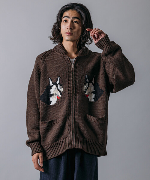 セール】限定展開 リラックスフィット ジャガード カウチン ジップ