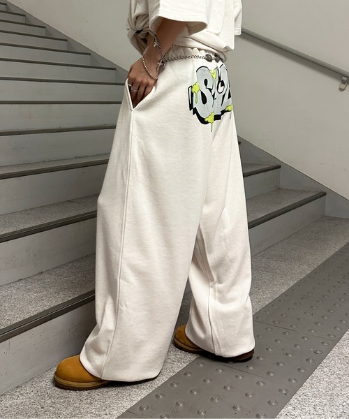 セール】裏毛ヒップロゴプリントスウェットパンツ【SETUP着用可能