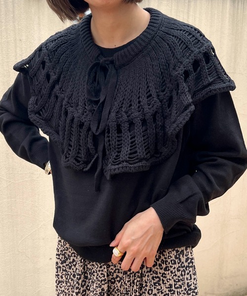 byYOUANCE（バイユアンス）の「クロシェつけ襟ニット（ニット/セーター