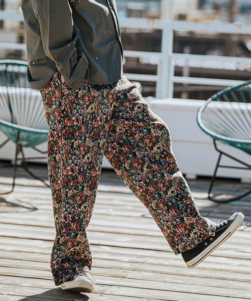 mp13116-Botanical Gobelin Wide Straight Pants ワイドストレート