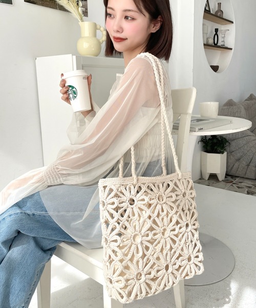 セール】フラワー編みトートバッグ（トートバッグ）｜moment+