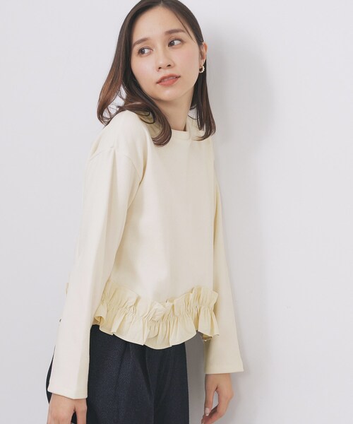 セール】フリルドッキングトップス【洗濯機OK】（Tシャツ/カットソー