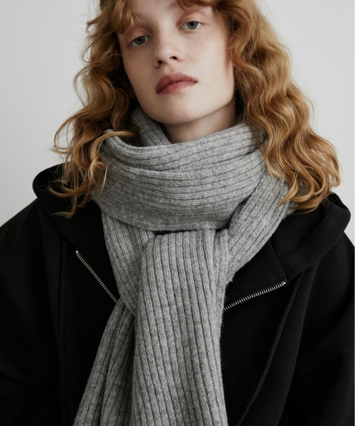 セール】ウールブレンドスーパーロングリブマフラー/ストール