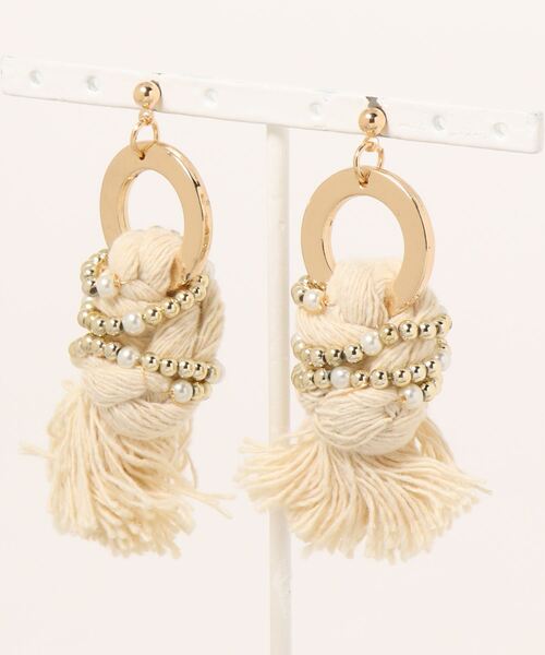 lea.acc*maamee*/ロープタッセルパールビーズ（ピアス（両耳用