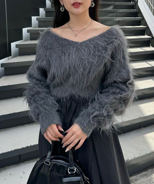 WEB限定/REVIVAL】シャギーMIXクロスニット（ニット/セーター）｜Chico