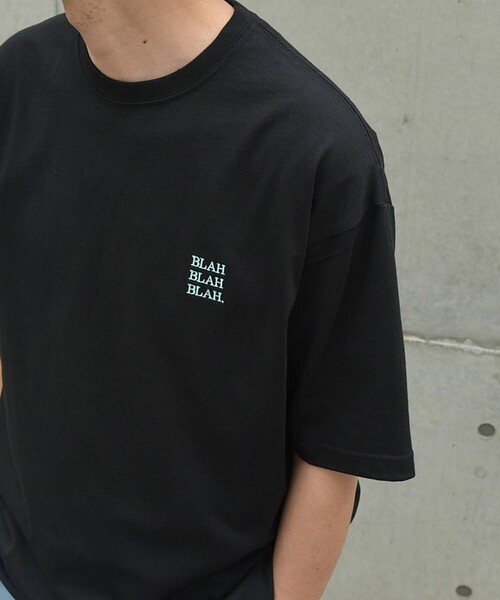 WEB限定】SHIPS any: BLAH BLAH BLAH.ワンポイント 刺繍 ルーズ T