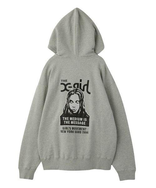 FACE PATCH AND LOGO ZIP UP SWEAT HOODIE（パーカー）｜X-girl