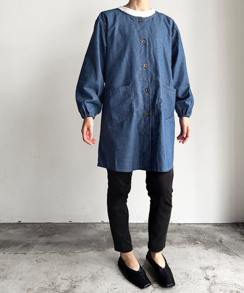 セール】URT:前あきスモック ワンマイルデニムエプロン 割烹着