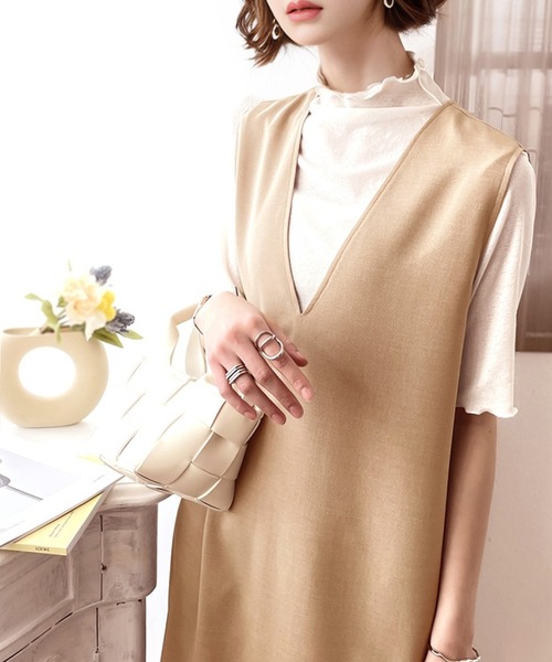 セール】大人のリラクシーStyle。Vネックマキシ丈ジャンパースカート