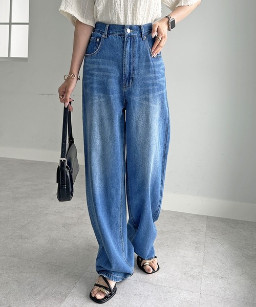 セール】秋のマストアイテム！美脚見えハイウエストストレートワイド