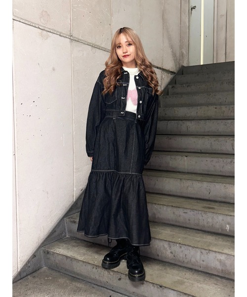 セール】マルチWAYステッチマーメイドセットアップ/デニムジャケット