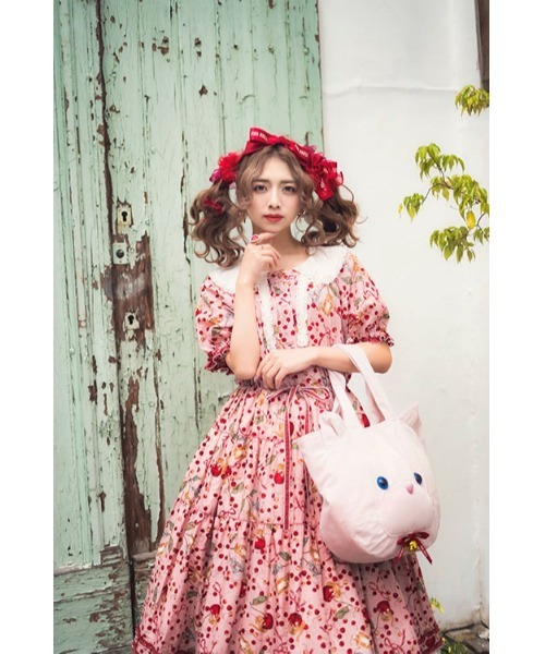 PINK HOUSE（ピンクハウス）の「キャットチェリードロップ柄ミディ
