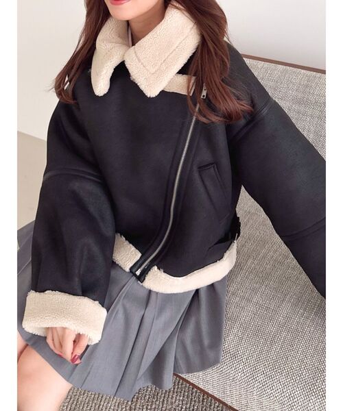 セール】ビッグカラームートンブルゾン（ムートンコート）｜dazzlin