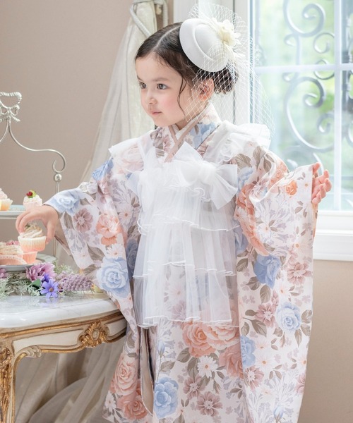 チュールフリルエプロン＆着物ワンピースセット（着物）｜Catherine