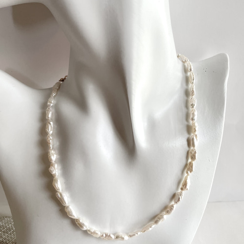 高品質 淡水ケシパール ネックレス14kgfバロックパール ネックレス