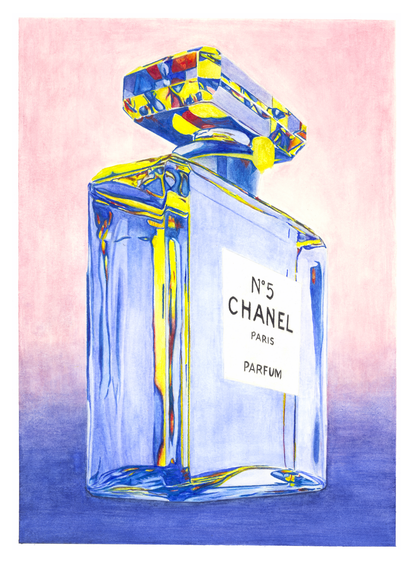 Chanel #5 Pink/Blue Watercolor – Caroline Peters Art