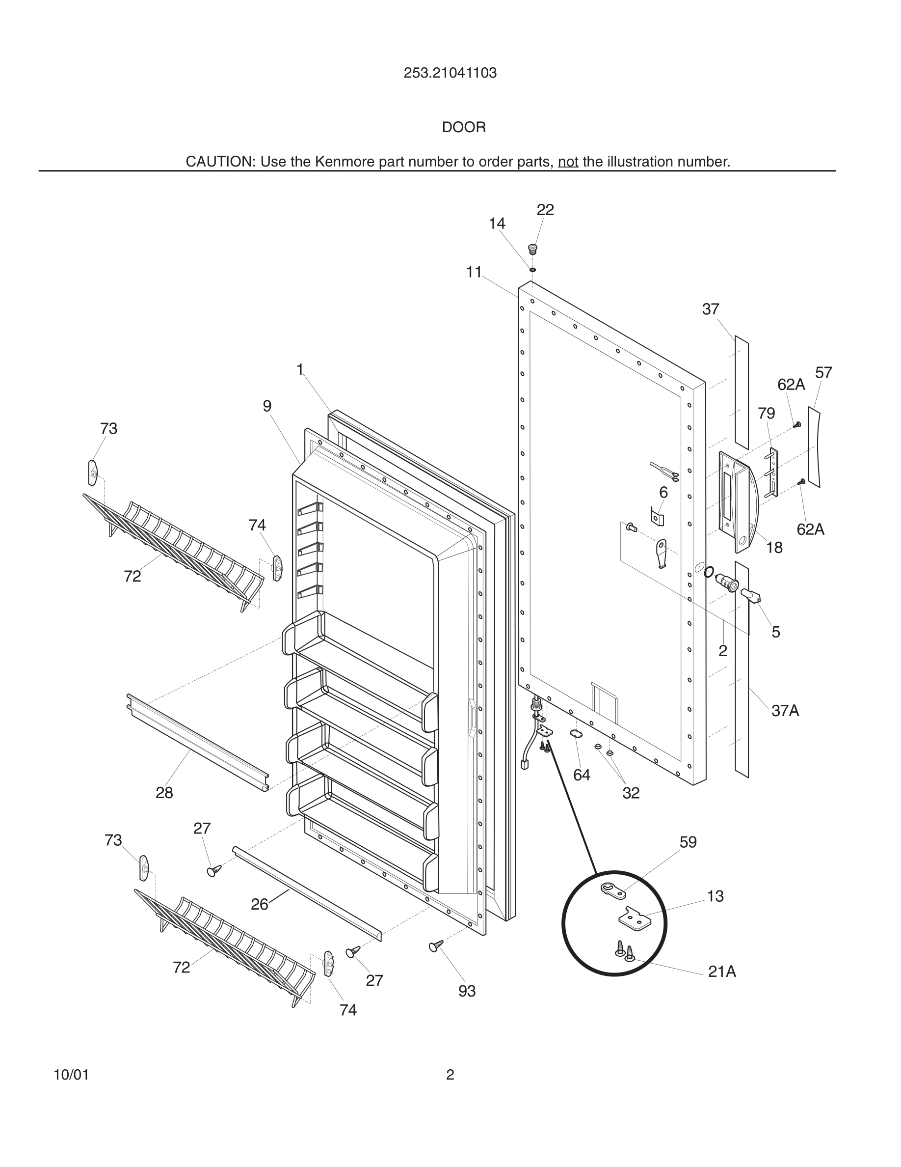 Kenmore 253.21041103 FREEZER Parts List | Part Advantage