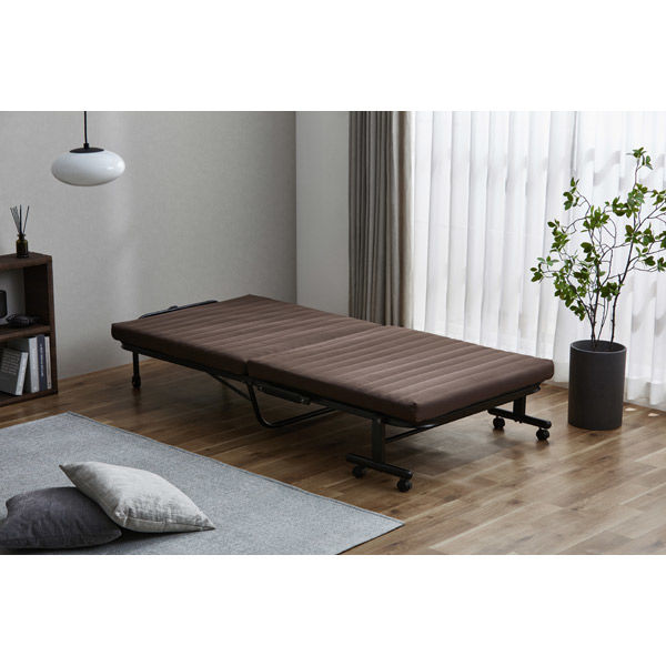 アイリスオーヤマ 折りたたみベッド OTB-BRR ブラウン 1台（直送品