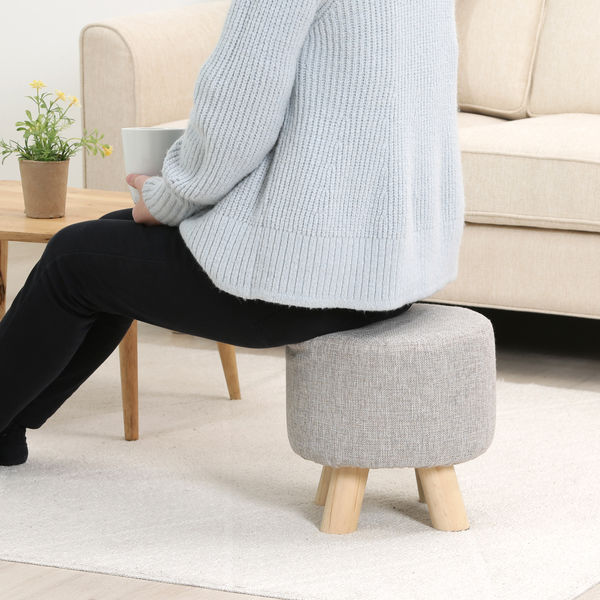 不二貿易 ミニファブリックスツール ラウンド ベージュ 16440 1脚