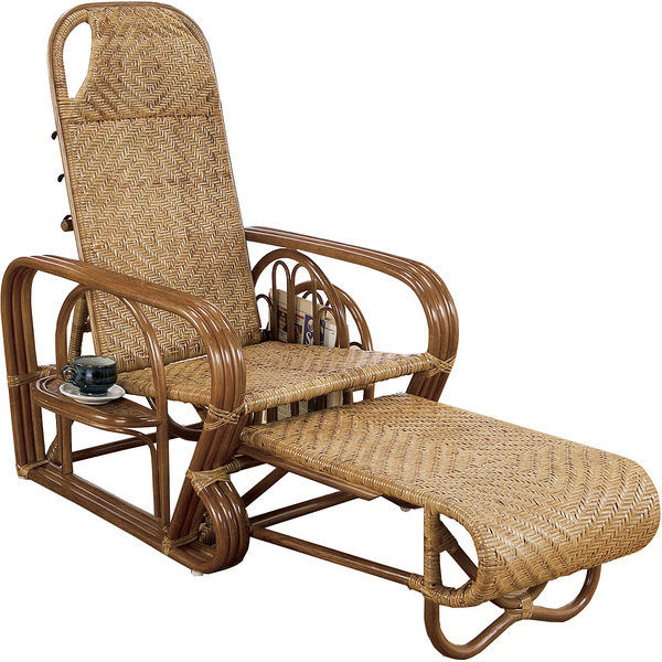 ファミリー・ライフ 天然籐リクライニングチェア（マガジンラック