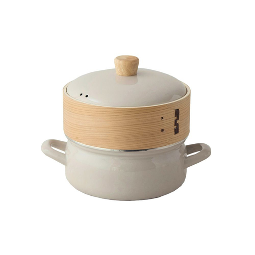 富士ホーロー せいろ付きホーロー鍋 18cm グレージュ｜【ハンズネット