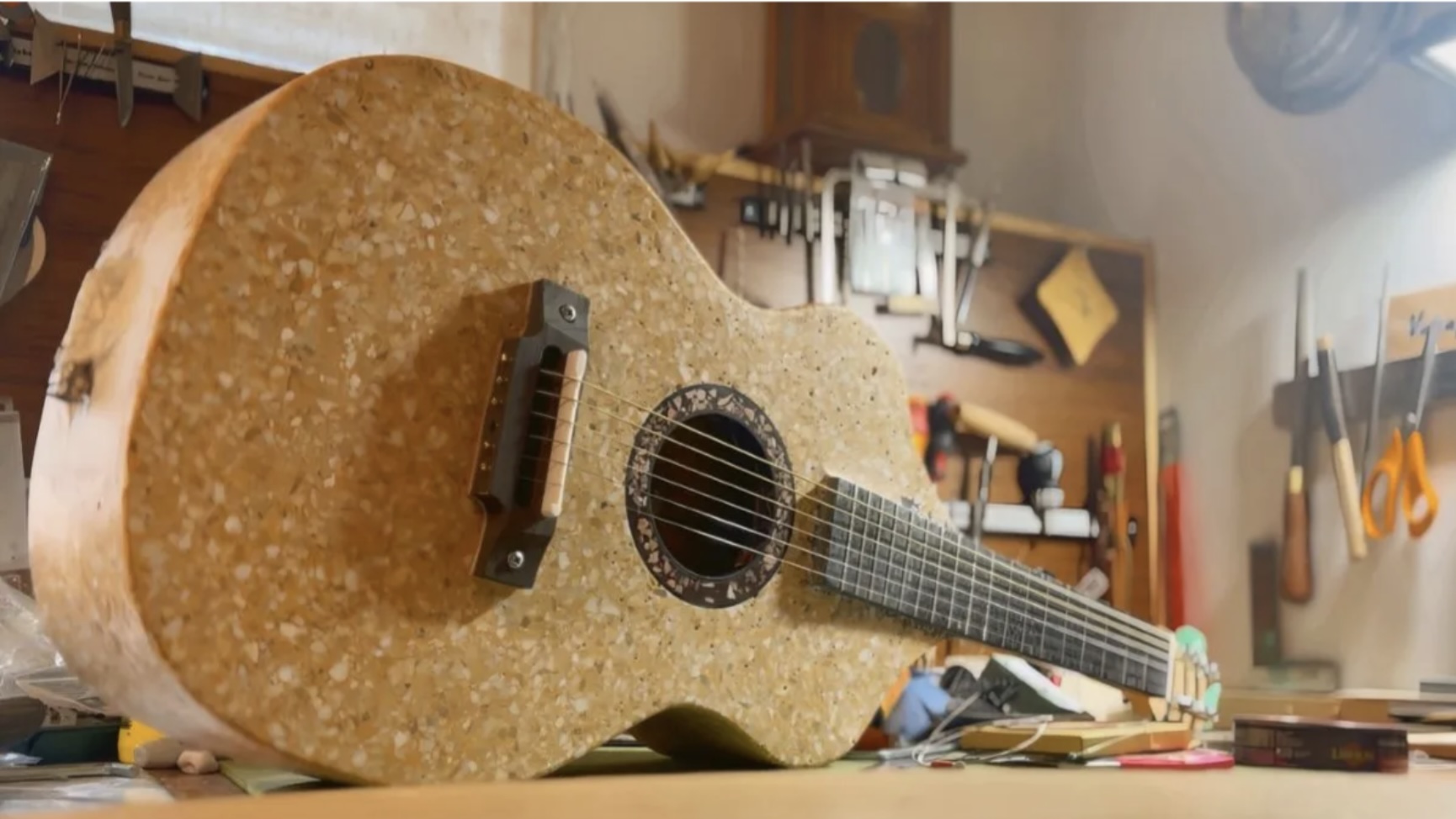 This acoustic guitar made of concrete brings a new meaning to