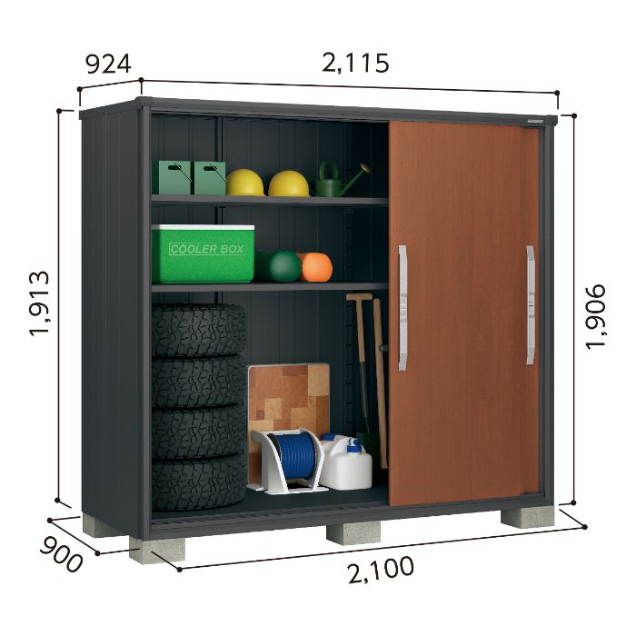 ヨド物置 BLACKエスモ ESF-2109A 【Aパック】 間口2115mm 扉カラー:GM