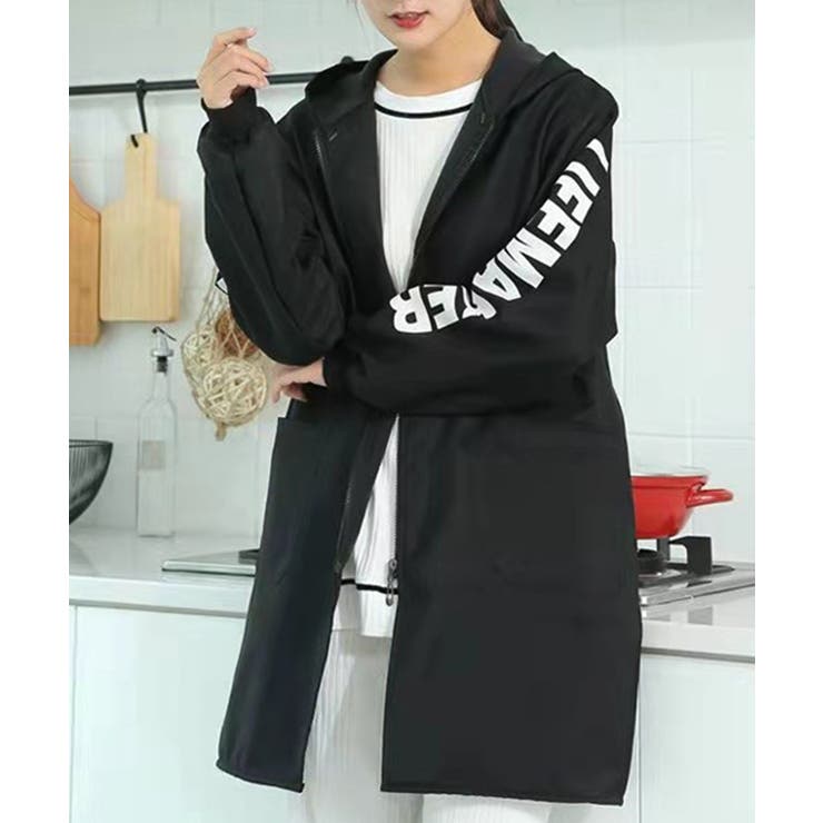 エプロンコート 裏起毛 ロング割烹着暖か[品番：II000011371