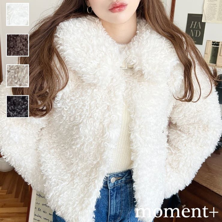 衿付きプードルフェイクファーブルゾン[品番：ERMW0004035]｜moment+