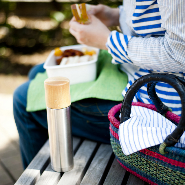 木製コップと魔法瓶の水筒「Bottle」 - MokuNeji × SUS gallery