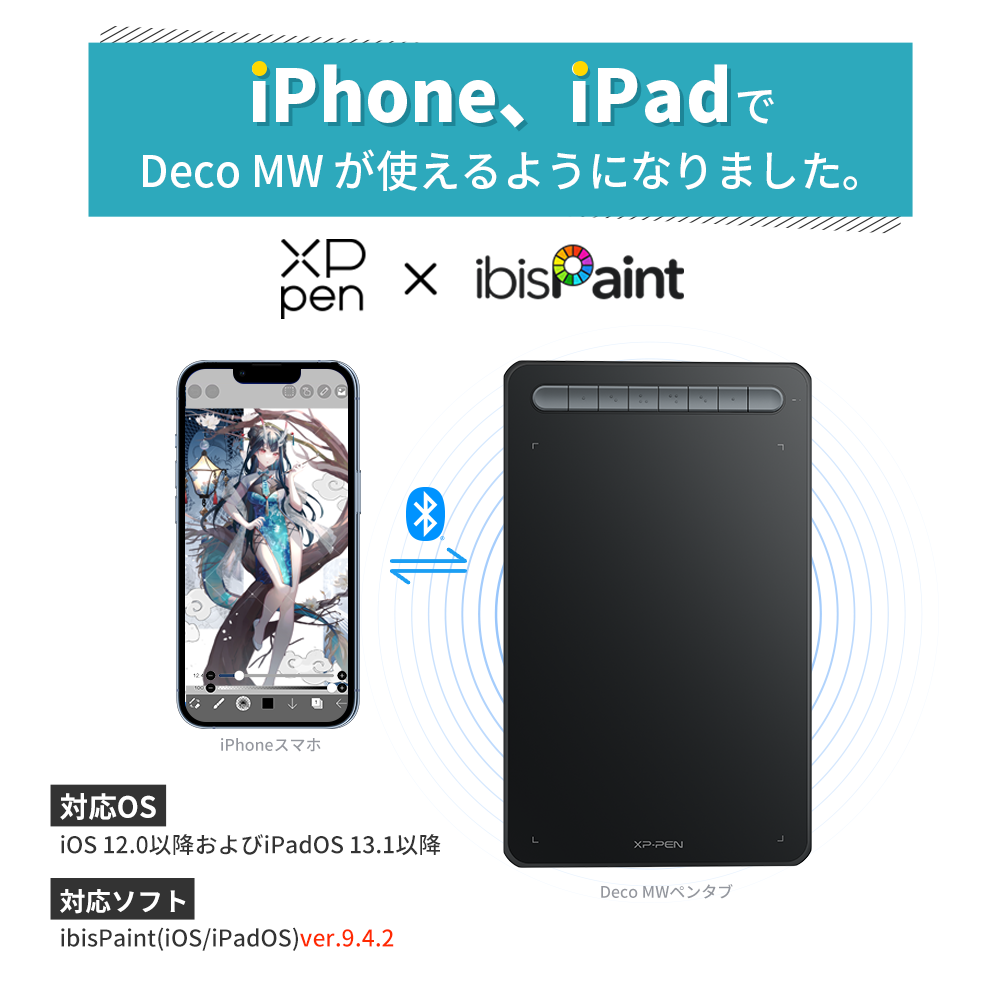 XPPen エックスピーペン Deco MW BK [ブラック] 8x5インチ 有線/無線