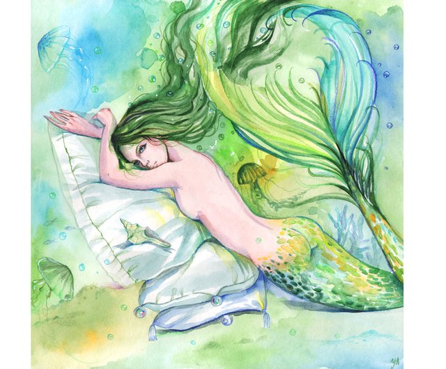 ロシア 裸の人魚の絵画人魚の元の芸術のサイレンの水彩画のアート