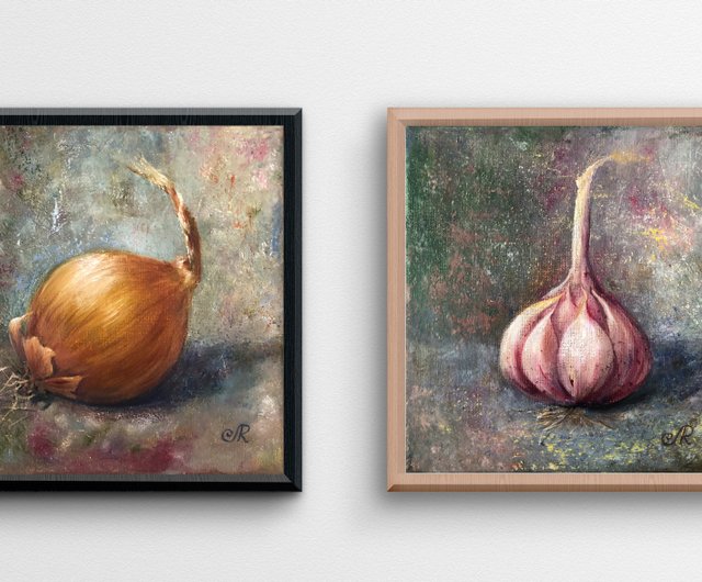 スペイン オリジナル油絵キッチン静物画野菜絵画 ArtLolitaRos - Pinkoi