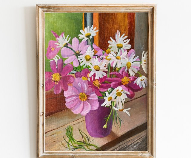 ロシア ワイルドフラワーオリジナルアートフラワー油絵キャンバス