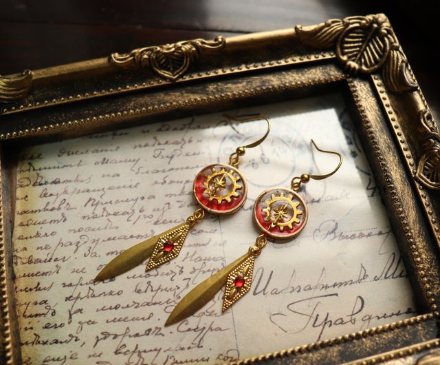 香港 歯車 レジン スチームパンク ピアス/イアリング ktfantasia - Pinkoi