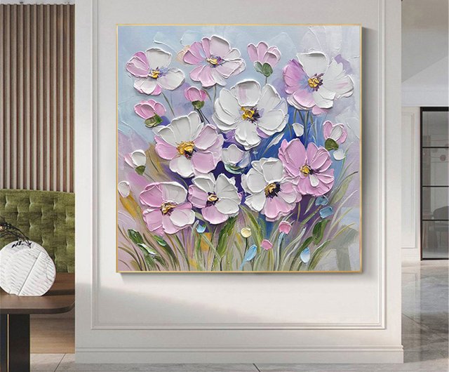 花言葉手描きの花の装飾画の質感抽象画レストランリビングルーム吊り