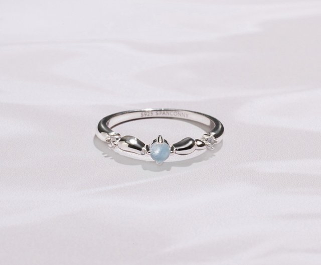 海洋コラボ | アクアマリン トパーズ S925純銀 | 水色さざ波リング