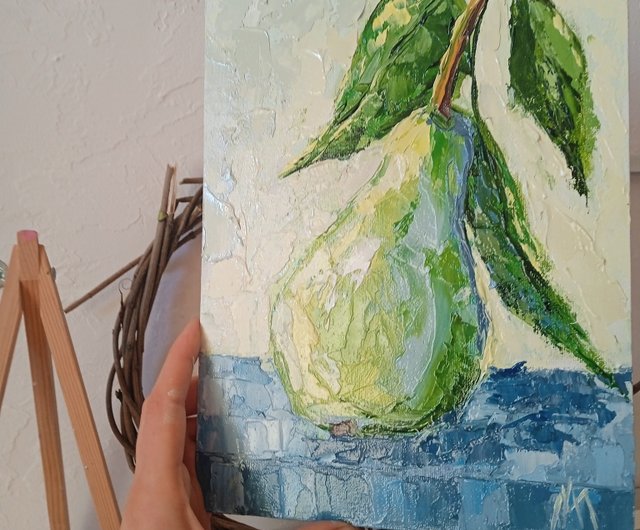 送料無料】ウクライナ 梨の絵フルーツオリジナルアートベリーの絵厚