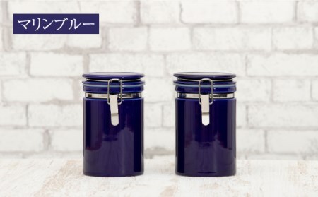 美濃焼】コーヒーキャニスター200 2個セット ホワイト×マリンブルー