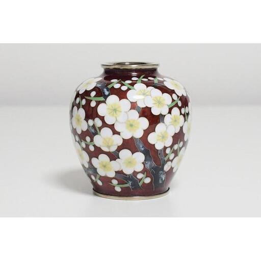 尾張七宝窯元 加藤七宝製作所】3寸玉形 赤透 梅詰花瓶 | 愛知県名古屋