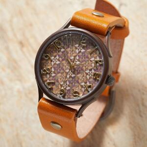 伝統工芸【寄木細工】極小切違デザインのハンドメイドウォッチ Lサイズ