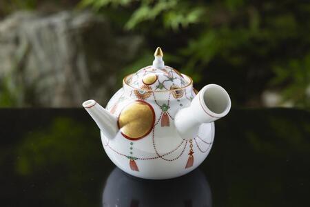 柳桜園×京焼】最高級茶各種詰合せ×京焼茶器セット（叶松谷作 赤絵金襴